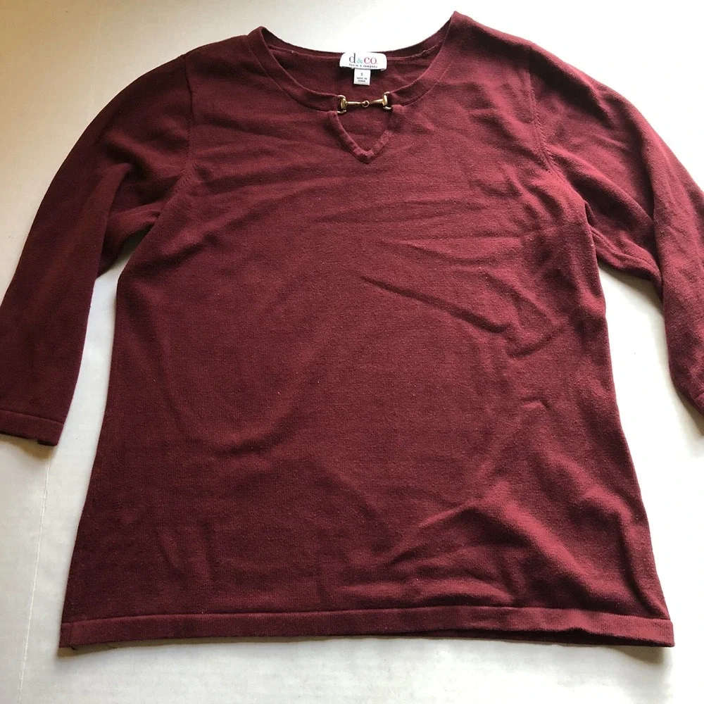 D&Co Red 3/4 Sleeve Pullover Sweater Women's Sz S A2936